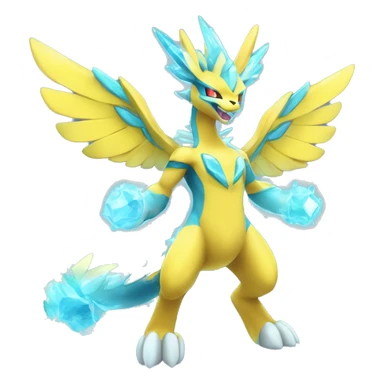 Celestial Godly Powerful Crystallic Colorful Vibrant Colors Flying Advanced Zeraora-Aurorus-Fakémon-Legendary-Pokémon-Creature Full Body sticker