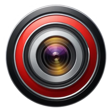 A simple camera lens, apple emoji style, top view sticker