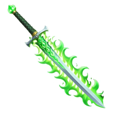 sword burning green flame sticker
