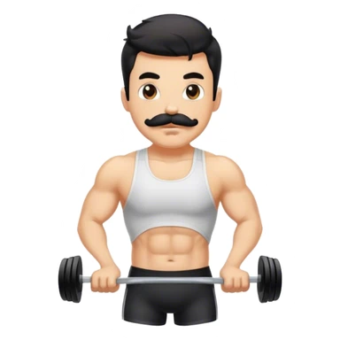 Homme moustachu avec cheveux noirs qui fait du fitness sticker