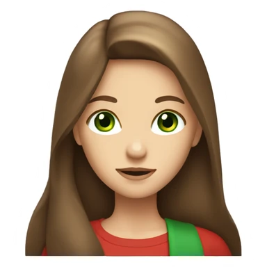 Girl With Long Brown Hair and green eyes and red stuff  sticker