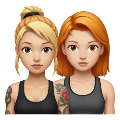 blonde tattoood girl and ginger athleticic girl sticker