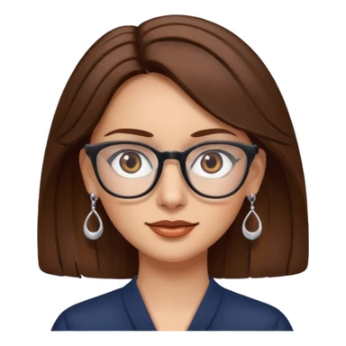 Women brown eye and brown hair with glassess and earing sticker
