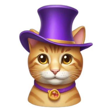 cat wear magic hat like ios emoji sticker