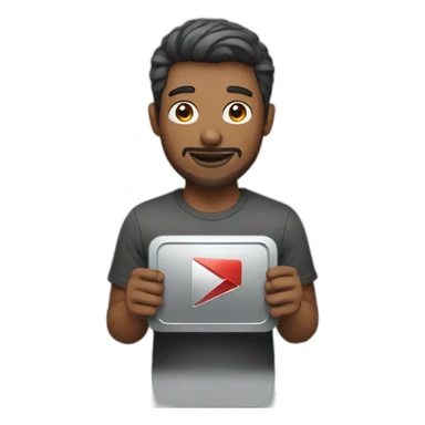 A man holding youtube silver play button sticker
