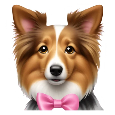 Sheltie dog with pink ribbon around neck sticker