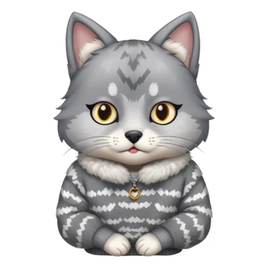  cat wearing a wolf-shaped sweater sticker
