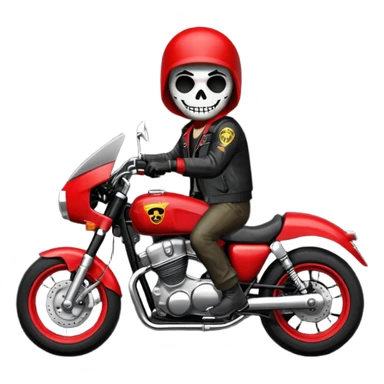 "Emoji pequeno em preto e vermelho, não humano, representando '01' (liderança) de um motoclube estilo Grand Theft Auto V. Usar caveira ou símbolo sombrio com o número '01' integrado. Estilo minimalista, traços fortes, fundo transparente sticker