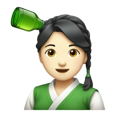 Soju bottle drinking girl sticker