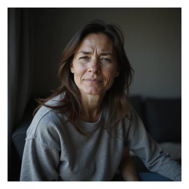 woman with vitamin B12 deficiency, pale face, dark circles, tired posture, seated or standing, chronic fatigue expression, hyperrealistic 4K details, vertical 9:16 format, white background sticker