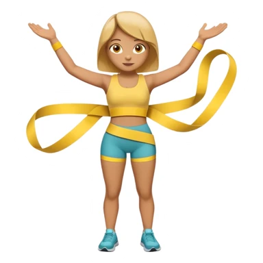A 3D cartoon person measuring their waist with a yellow tape, casual fitness outfit, Memoji-style realism. sticker