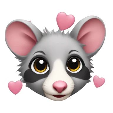 Possum with hearts sticker