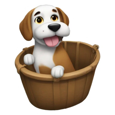 Now that the dog is clean the gravity is not strong enough to hold it down so it begins to float to town. He can now see the town below him.  sticker