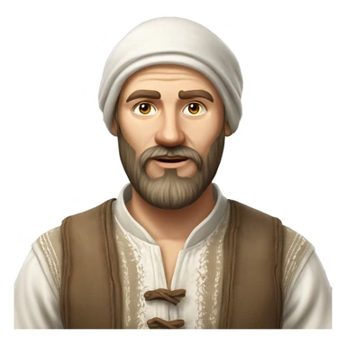 photorealistic white slavic peasant with beard portrait, Slavic ethnic clothing sticker