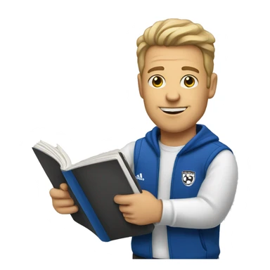 white young soccer coach holding a notebook sticker