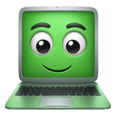 A Green laptop feeling happy sticker