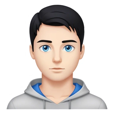 25 years old handsome man with blue eyes and black straight hair. sticker