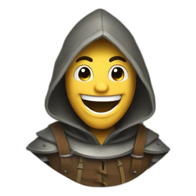 medieval saboteur laughing and escaping, hooded sticker