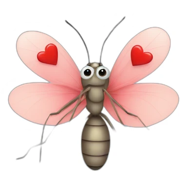 lovely mosquito full of hearts sticker