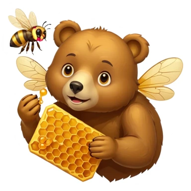 bear eating honeycomb with bees flying around sticker