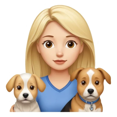 Blonde haired woman with her three different breeds of dogs sticker