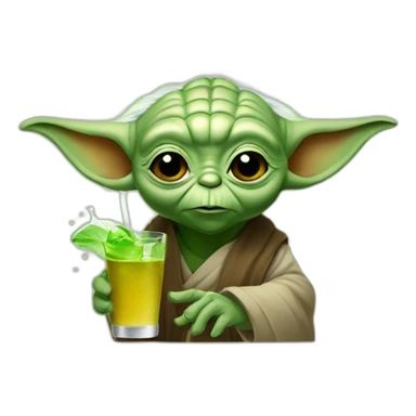 yoda drinking. abeer sticker