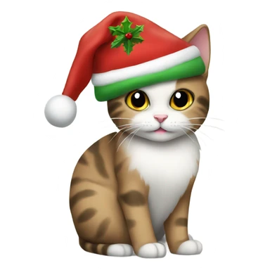 Christmas Cat with Christmas tree and Christmas hat sticker