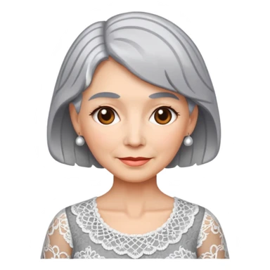 grey haired woman with lace patterned top sticker