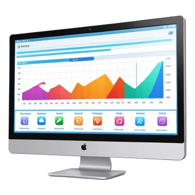 Create an emoji for animation and motion design. Show a computer monitor displaying cartoon creation process, with a timeline, keyframes, and motion effects. Use modern, vibrant colors. No emojis or smiley faces. Transparent background. sticker