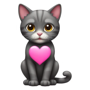 Cat with pink heart  sticker