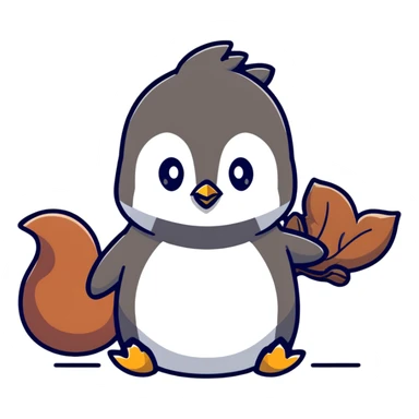 Penguin and squirrel sticker
