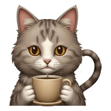 Cat with a cup of coffee sticker