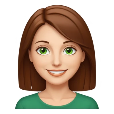 pretty middle age woman with green eyes and shoulder length straight brown hair  sticker