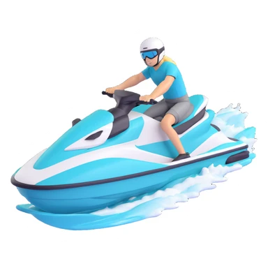 white and turquoise jet ski, angled perspective, dynamic sticker