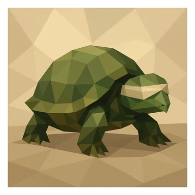 blind turtle, polygonal low-poly style, creative and unique artistic interpretation sticker