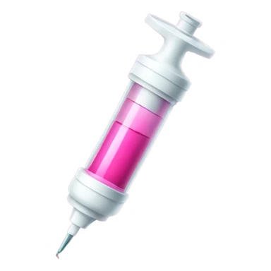 pink syringe for injection with needle sticker