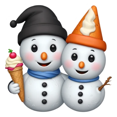 snowmen wearing cap with ice cream sticker