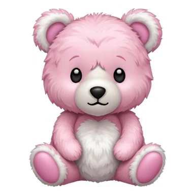 Pink and white fluffy teddy  sticker
