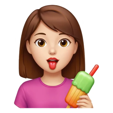 Brown hair Girl licks popsicle  sticker