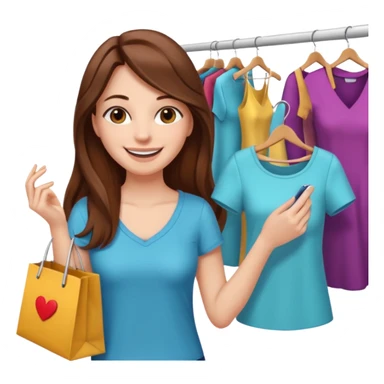 woman with long hair buys clothes in a store, shopping vibe sticker