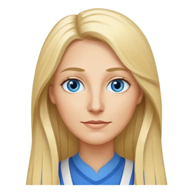 a 40 year old teacher with really long blonde hair and blue eyes long face smaller eyes sticker
