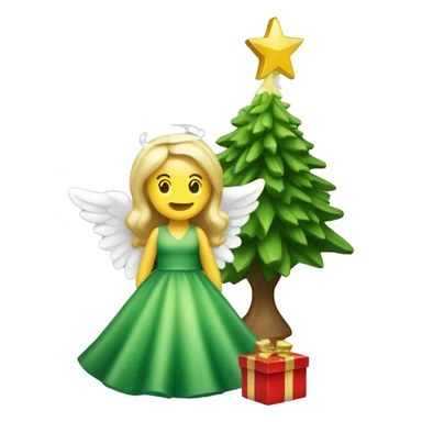 Green Christmas tree with Angel topper sticker