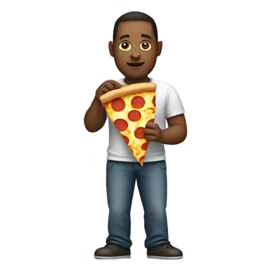 Hungry man eating pizza sticker