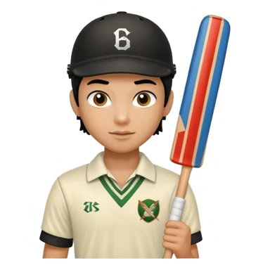 a pretty male bratz cricket player. black hair sticker