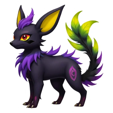 Dark Edgy Zorua-Salandit-Leafeon-Umbreon-Fakémon-hybrid-creature (full body)  sticker