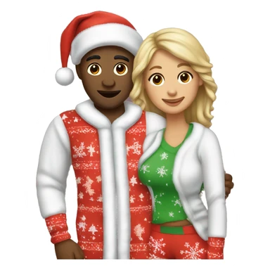 couple in match christmas pjs sticker
