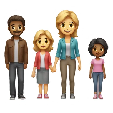 a family with a man, a woman,twe boy and one girls sticker