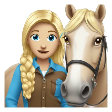 Blonde with blue eyes girl with horse  sticker