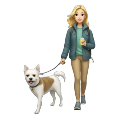 white girl walking with her dog sticker