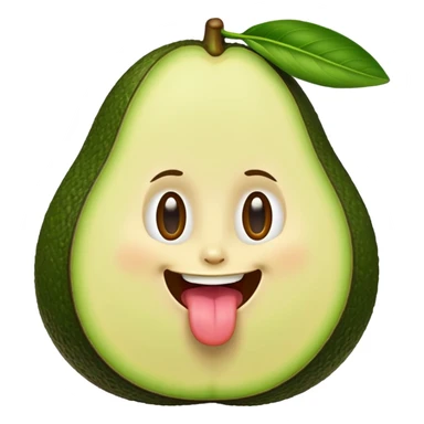 A smiling avocago with its tongue out to the side sticker